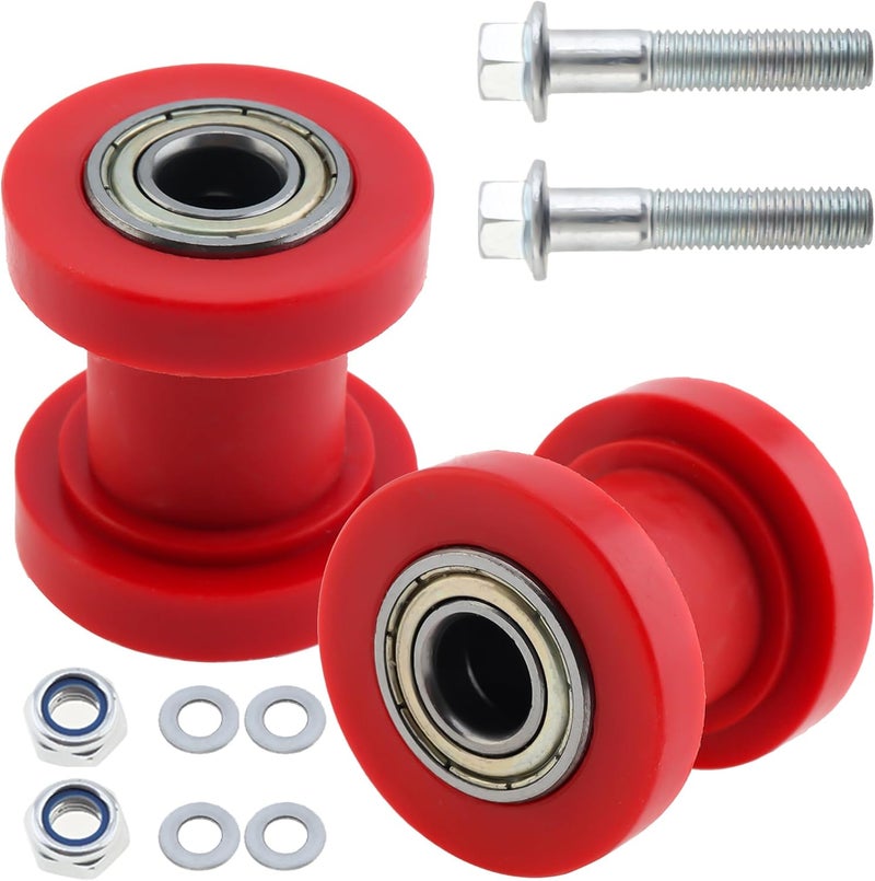 Windance 2pcs 10mm Chain Roller Pulley with Bolt Nut, Chain Tensioner Guide Wheel for 125cc 140cc 160cc SSR XR125 CRF50 KLX110 Motorcycle Pit Dirt Mini Bike ATV Parts (Red, 10mm) - Image 1